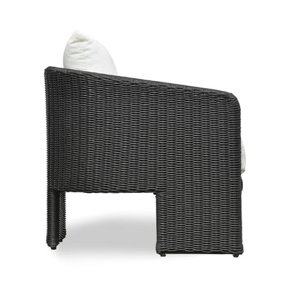 Alexa Rattan Performance Fabric Outdoor Armchair Black