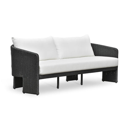 Alexa 80" Rattan Performance Fabric Outdoor Sofa Black
