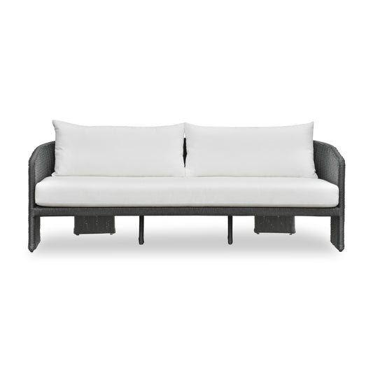 Alexa 80" Rattan Performance Fabric Outdoor Sofa Black