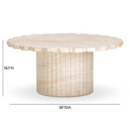 Blossom 36" Faux Travertine Coffee Table