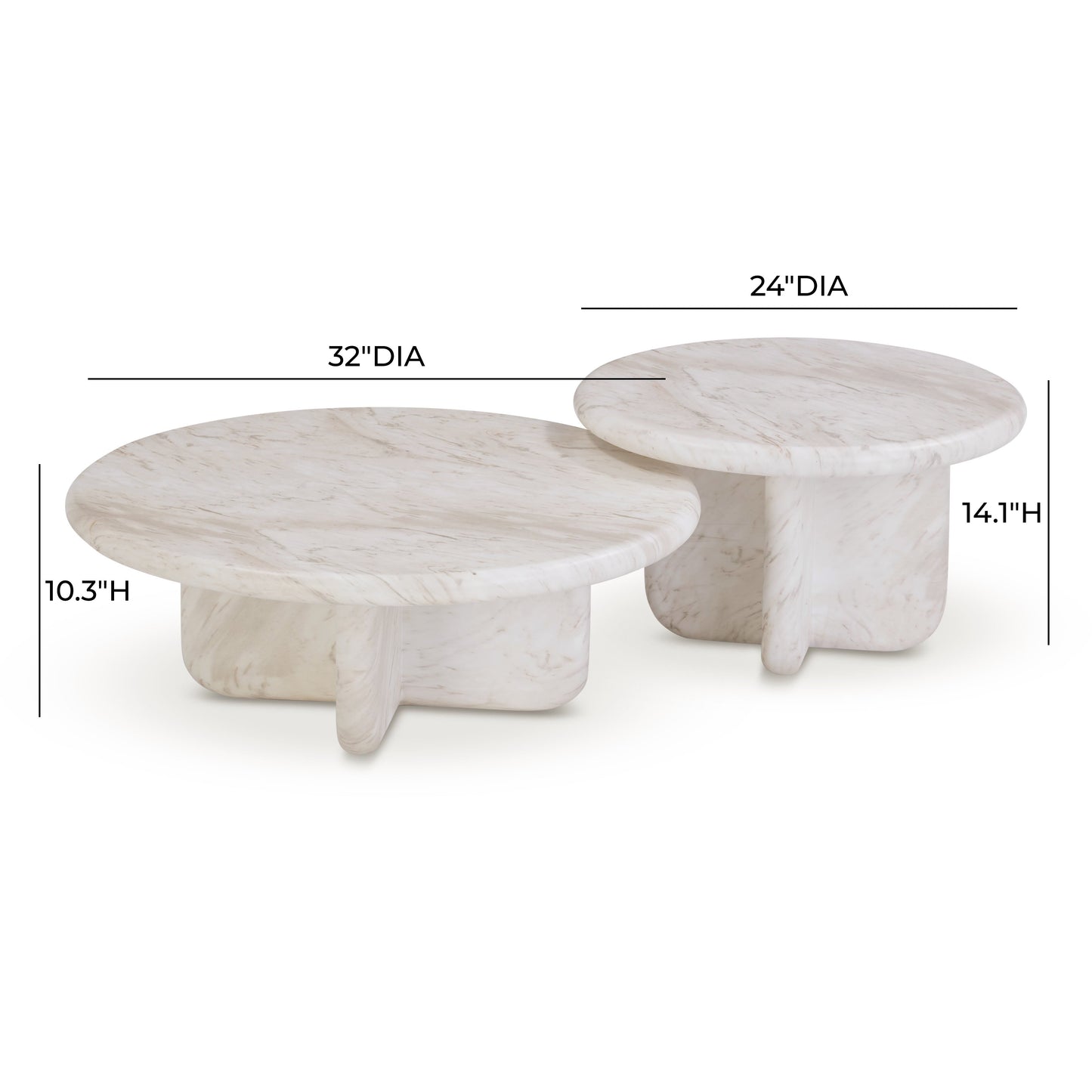 Juju 2-Piece Faux Marble Nesting Coffee Table Set