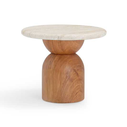 Cynthia Faux Travertine Side Table