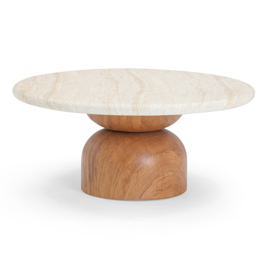Cynthia 36" Faux Travertine Concrete Coffee Table