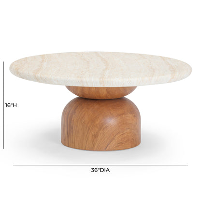 Cynthia 36" Faux Travertine Concrete Coffee Table