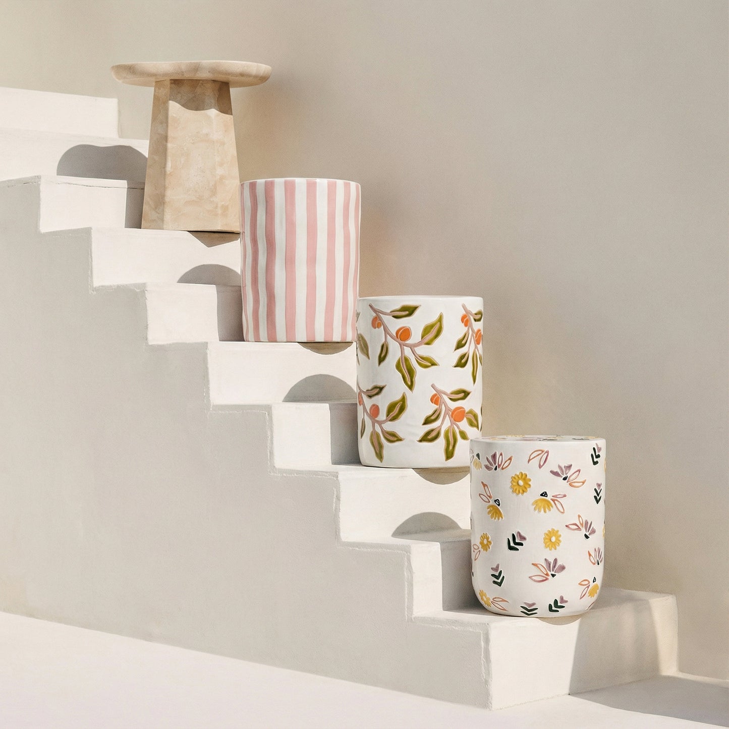 Zaya Rose Faux Marble Concrete Side Table