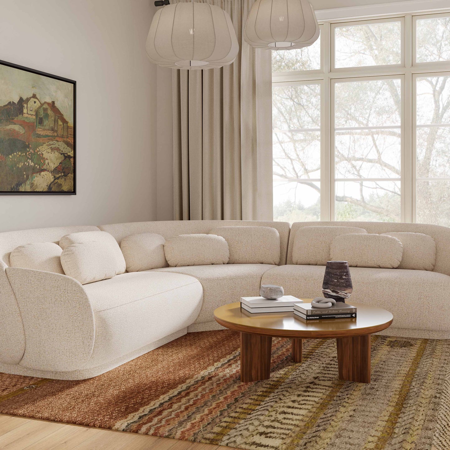 Misty 3-Piece Cream Boucle L-Sectional