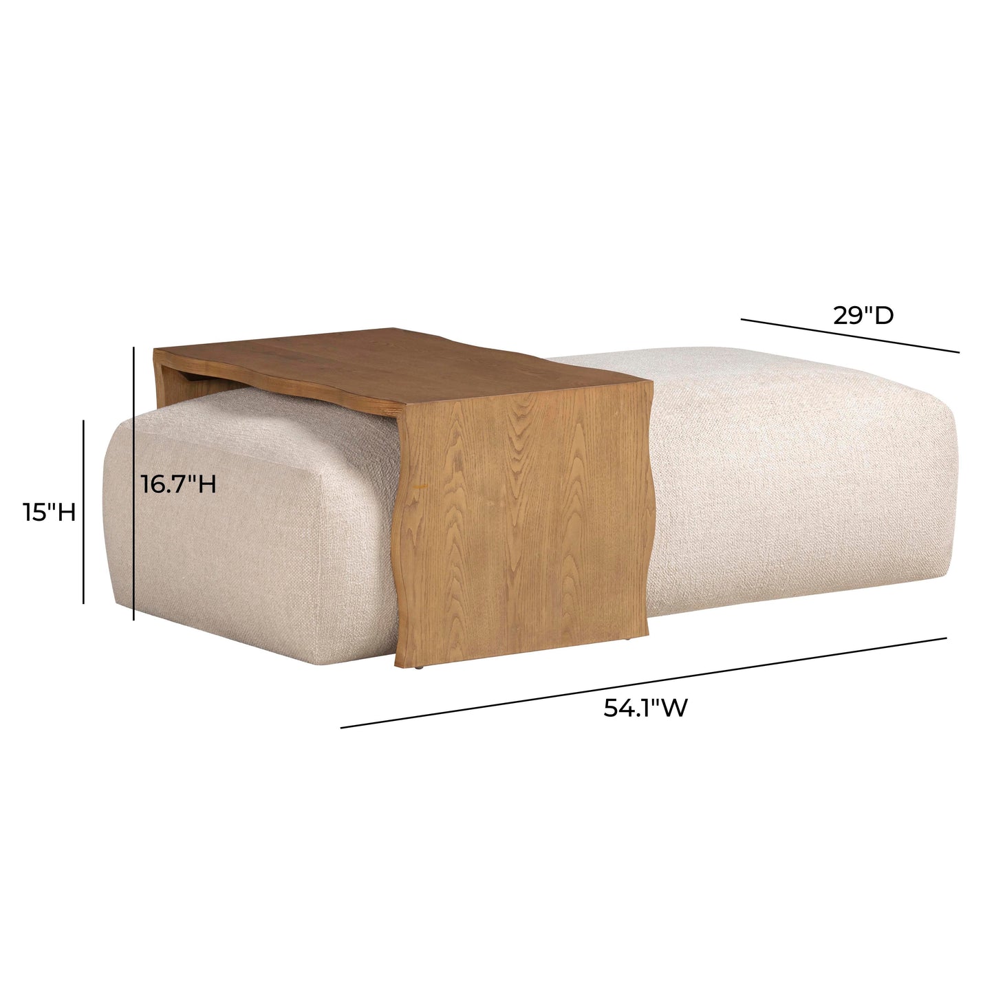 Spencer 54" Performance Basketweave Ottoman with Bridge Table