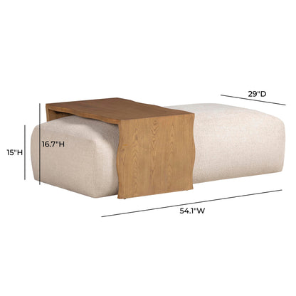 Spencer 54" Performance Basketweave Ottoman with Bridge Table