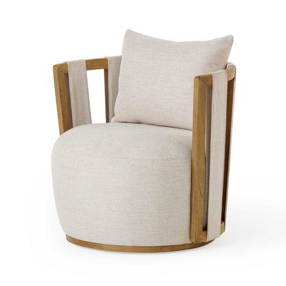 Paolo Textured Weave Fabric Swivel Accent Chair