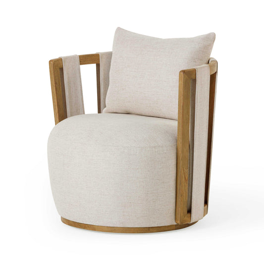 Paolo Textured Weave Fabric Swivel Accent Chair