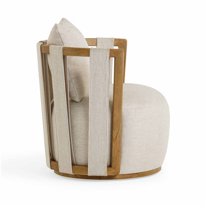 Paolo Textured Weave Fabric Swivel Accent Chair