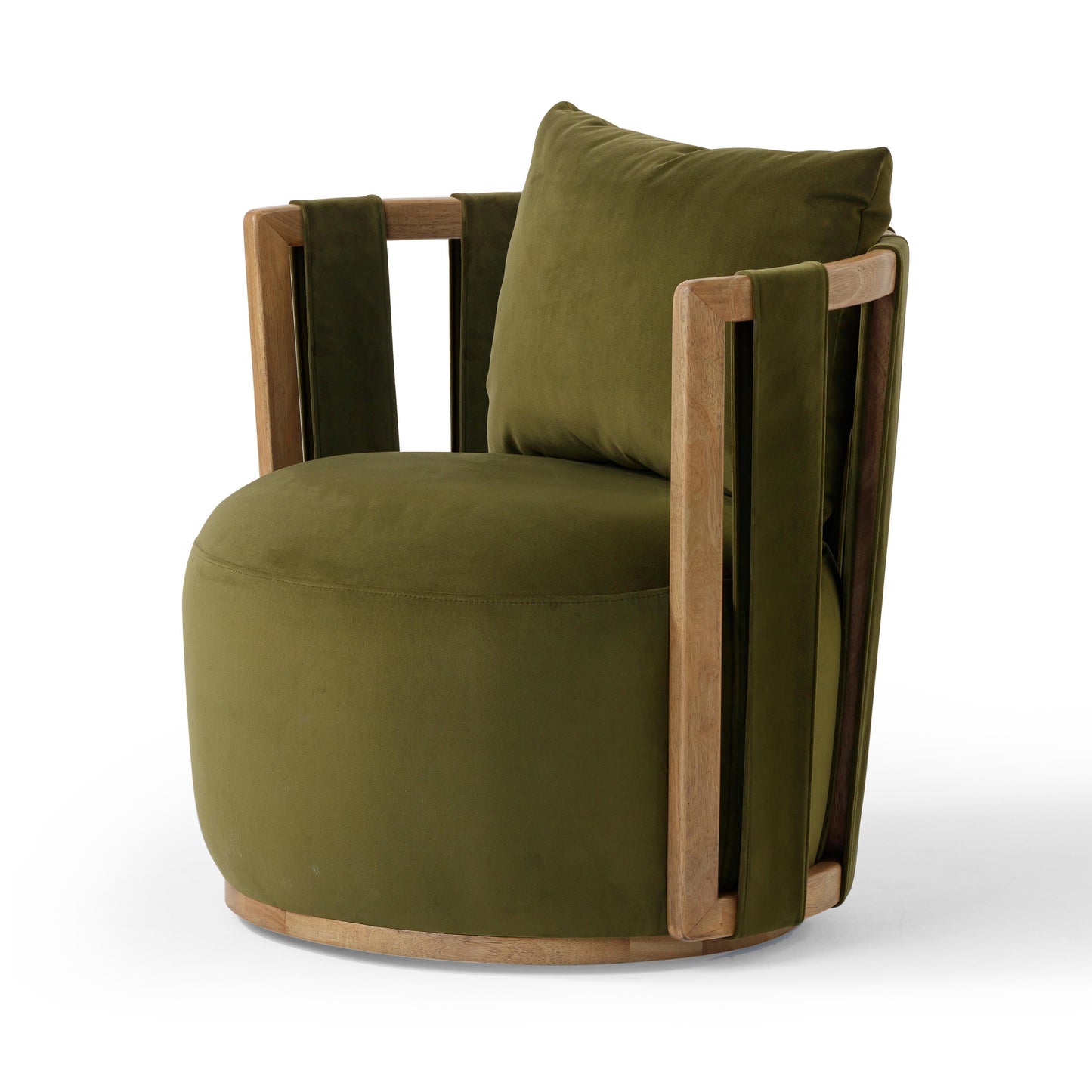 Paolo Upcycled Fabric Swivel Accent Chair