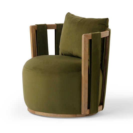 Paolo Upcycled Fabric Swivel Accent Chair