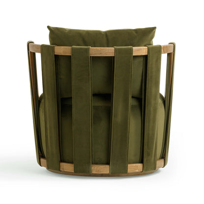 Paolo Upcycled Fabric Swivel Accent Chair