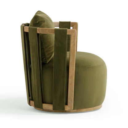 Paolo Upcycled Fabric Swivel Accent Chair