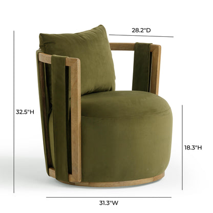 Paolo Upcycled Fabric Swivel Accent Chair