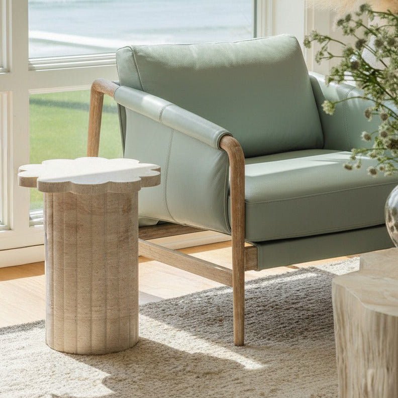 Blossom Faux Travertine Side Table