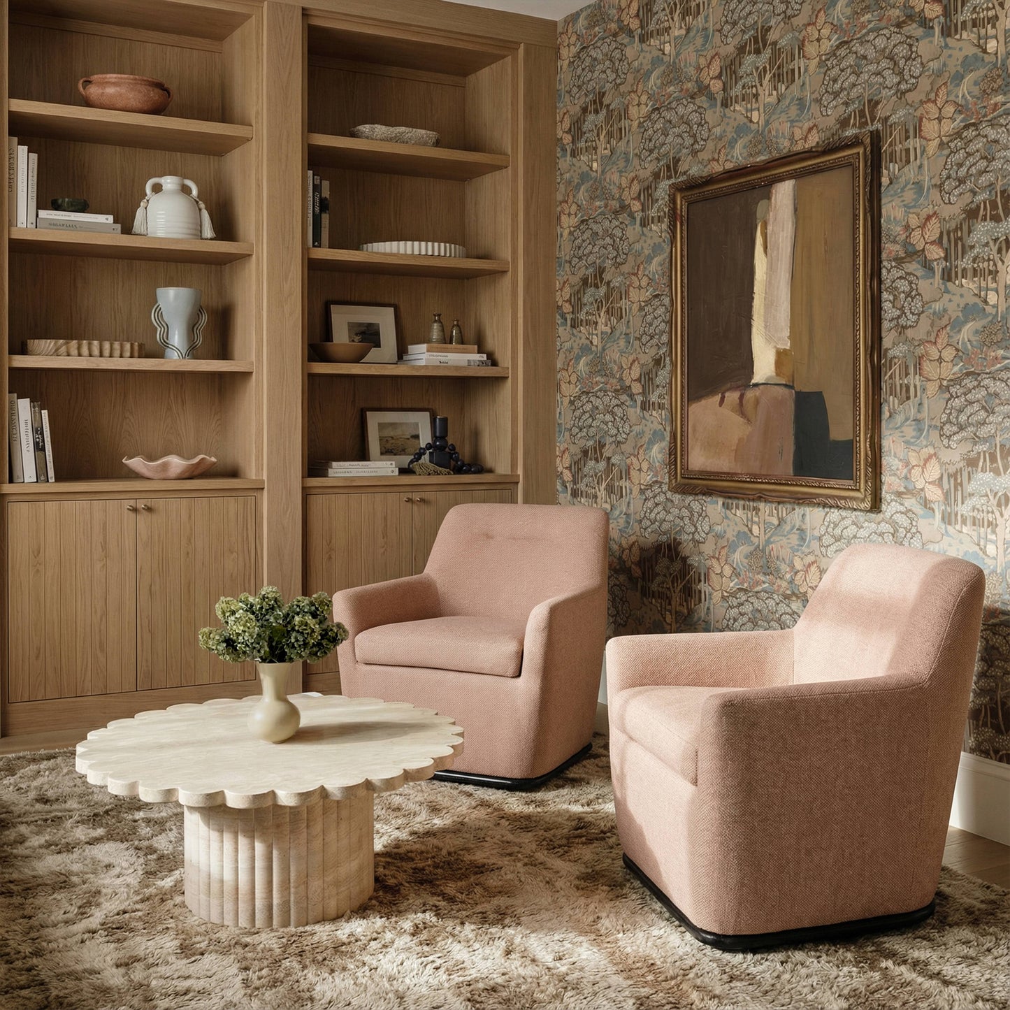 Mado Peach Swivel Accent Chair