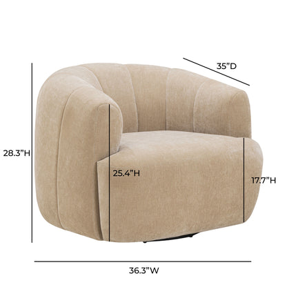 Jasmine Upcycled Basketweave Fabric Swivel Accent Chair