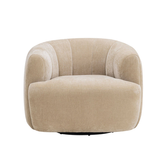 Jasmine Upcycled Contract-Grade Basketweave Fabric Swivel Accent Chair